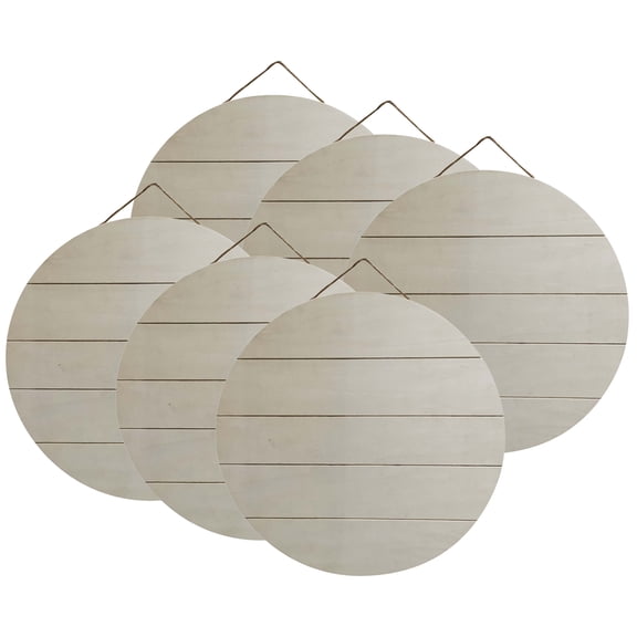 6 Pack: 15" Unfinished Wood Slats Round Plaque by Make Market