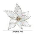 thumbnail image 3 of HCBY Artificial Glitter Magnolia Flowers Christmas Poinsettia Ornaments for Christmas Tree Wreath Garland Xmas New Year Decoration Gift Idea(White,9.8"), 3 of 6