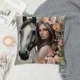 thumbnail image 2 of JEUXUS  Just A Girl Who Loves Horses Horse Lover Decorative Pillowcase Throw Pillow Cover, Funny Rustic Farmhouse Horse Flower for Sofa Couch Girls Room Home Decor Pillow Case, 2 of 5