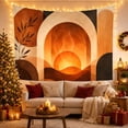 thumbnail image 3 of Amber Flames in a Rust-Colored Arch with Layered Hills, Moody Boho for Cozy Decor Enthusiasts, Mid-Century Wall Art Decor, Housewarming Gift, Tapestry Wall Hanging for Living Room and Bedroom, 3 of 7
