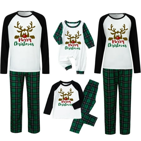 

Penkiiy Family Christmas Pjs Matching Sets Christmas Fashion Women Mommy Printed Top+Pants Family Matching Pajamas Set Green-A Christmas Pajamas