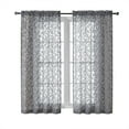 thumbnail image 2 of OVZME Leila Charcoal Grey Sheer Curtains 45 Inch Length 2 Panels Set, Light Filtering Textured Leaf Jacquard Small Window Curtain for Living Room Bedroom Rod Pocket, Each 40"Wx45"L, Charcoal Grey, 2 of 7