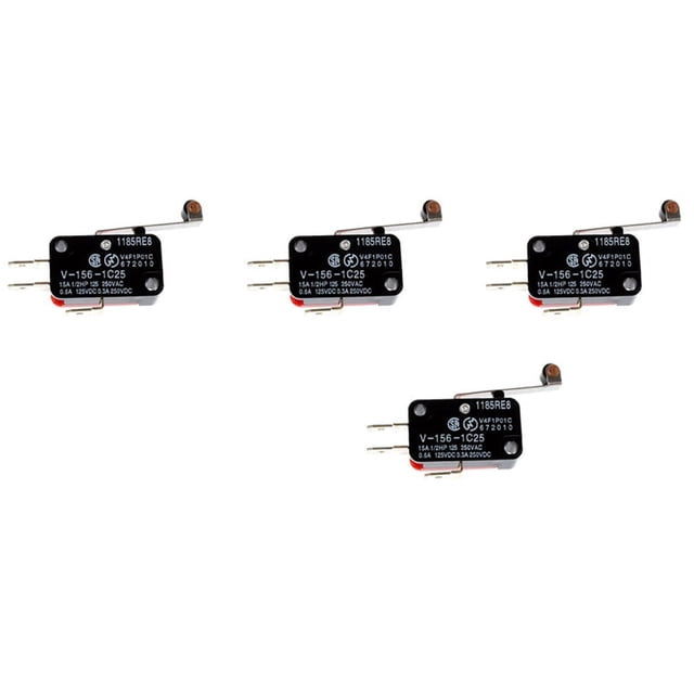 4X Mini Interrupteur de Limite Charnière Longue Bras SPDT Snap LOT d'Action - Rouge et Noir, 4 x Mini Interrupteur, Rouge&Noir