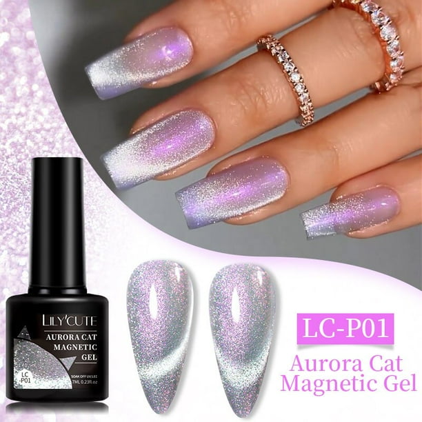 LILYCUTE-esmalte de uñas en Gel magnético 9D, barniz semipermanente Soak Off, purpurina arcoíris, gato, luz de nieve, brillante qym unisex