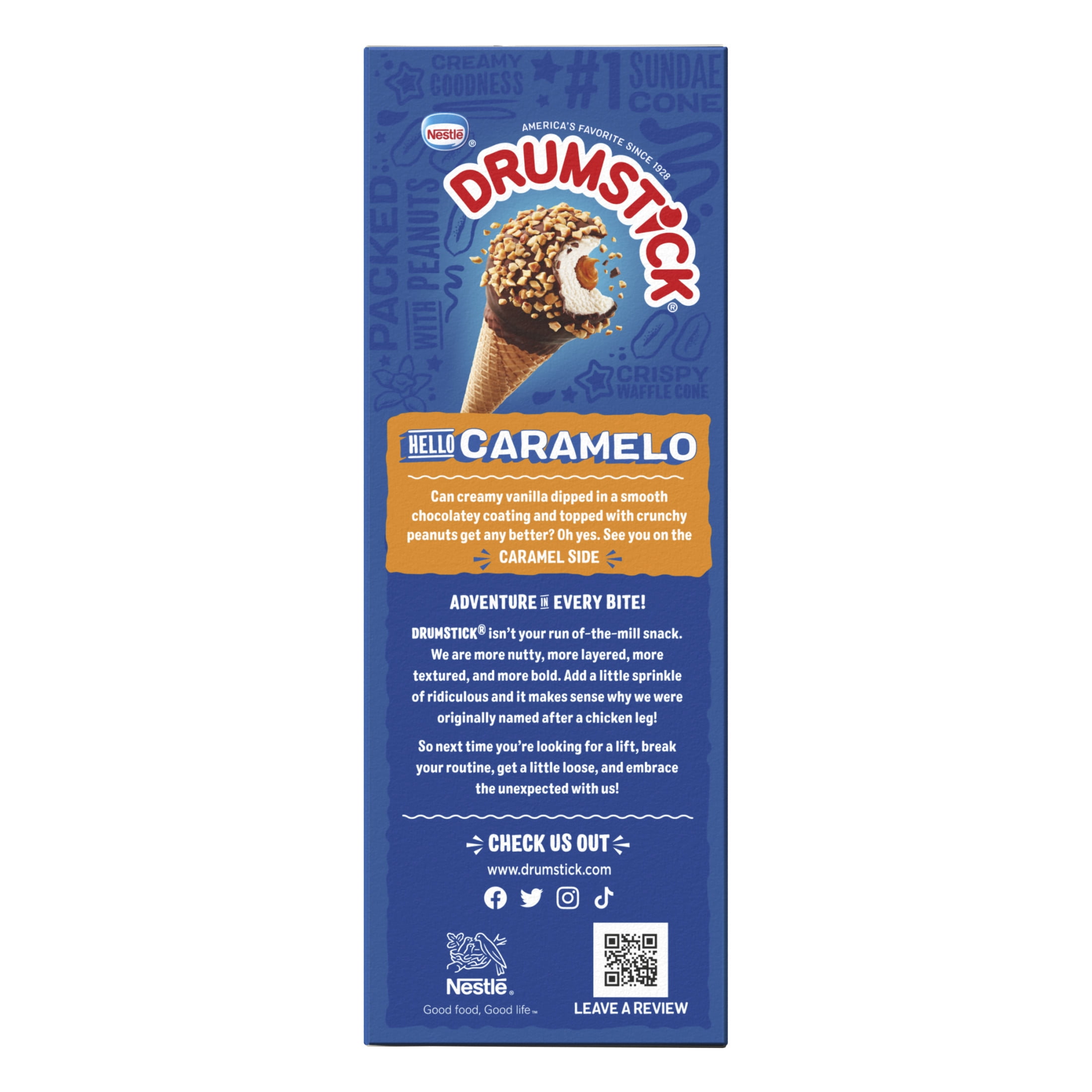 Drumstick Vanilla Caramel Sundae Cones, Kosher, 4 Count