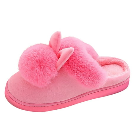 

Shpwfbe Slippers For Women Slippers For Women Indoor Rabbit Ears Footwear Winter Shoe Indoor Slippers Soft Women S Furry Slippers Pink 36-37