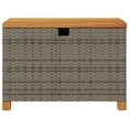 thumbnail image 2 of vidaXL Garden Storage Box Grey 80x40x48 cm Poly Rattan Acacia Wood, 2 of 5