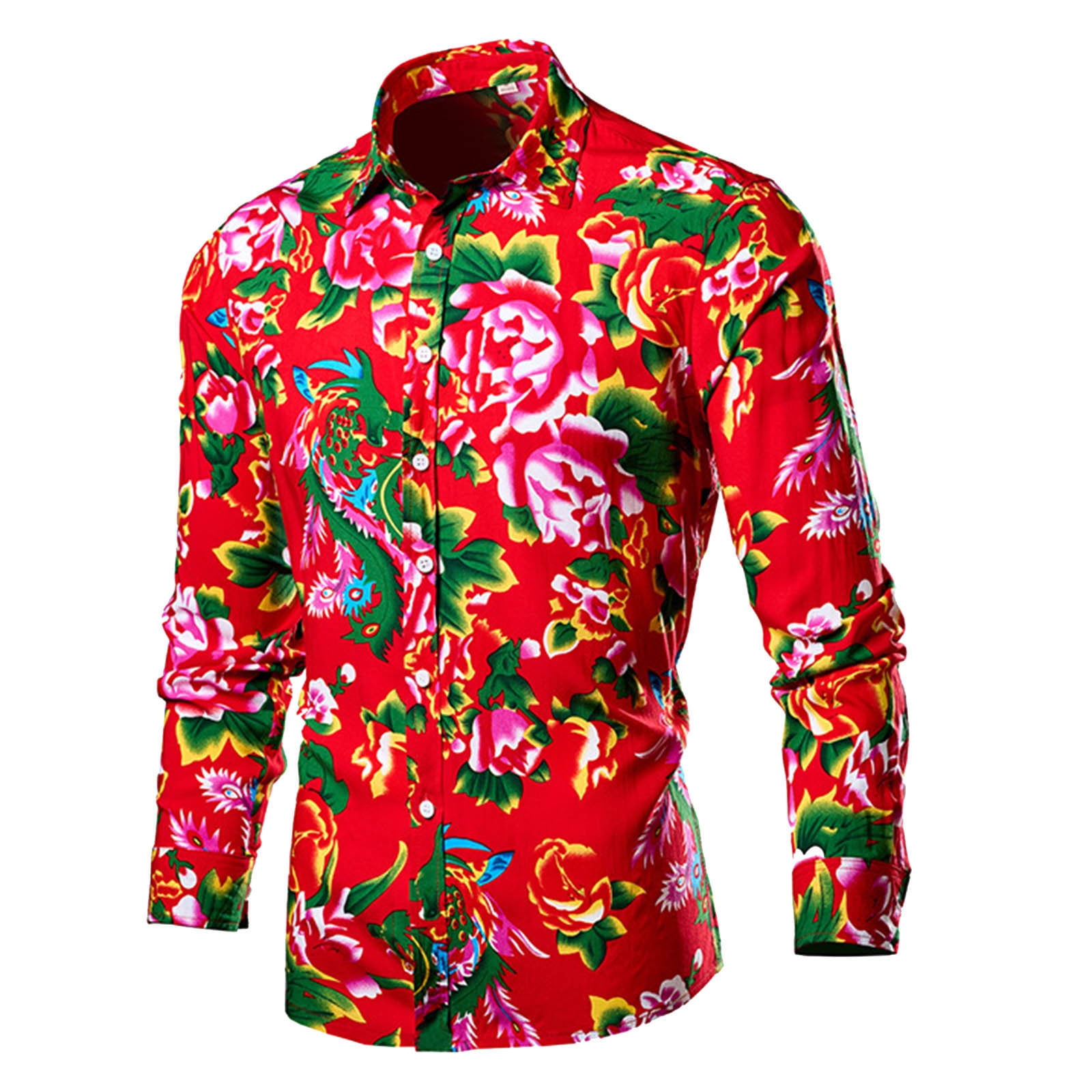 Red floral shirt mens discount