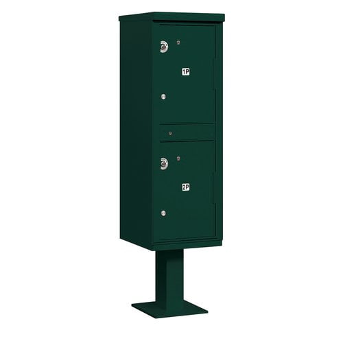 Outdoor Parcel Locker (Includes Pedestal) - 2 Compartments - Green - USPS Access