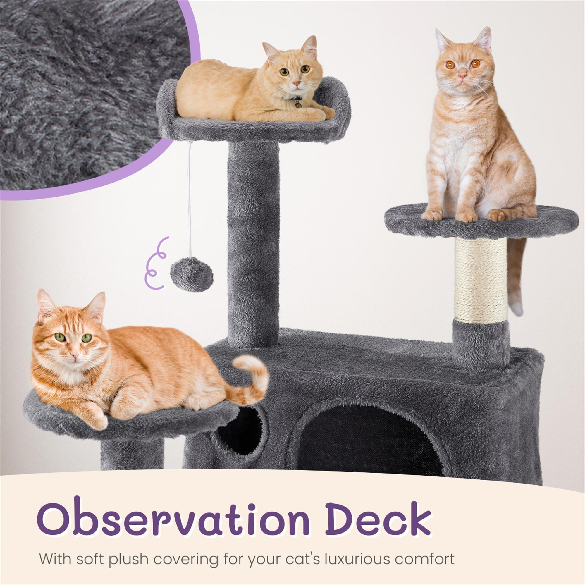 Kadyn 53" Cat Tree Tower with Scratch Post for Kittens, Cat Condo Furniture Pet House Play, Gray