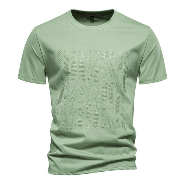 Shirts for Men Mens Casual Solid Color Short Sleeve Round-Neck Blouse Shirt
