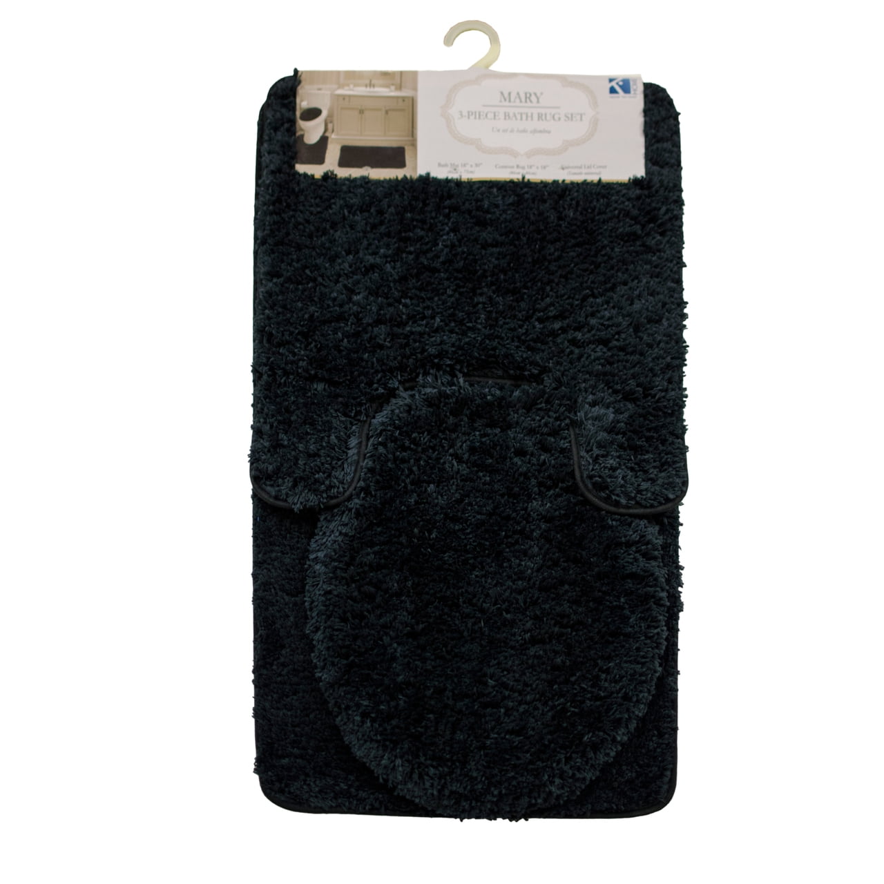 3PC BATHROOM SET RUG CONTOUR MAT TOILET LID COVER SOLID COLOR BATHMAT MARY - Picture 10 of 66