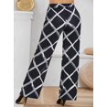 thumbnail image 4 of Pantalones de Pierna Ancha con Rombo de Cintura Alta Rosegal Pantalones de talla grande, 4 of 5