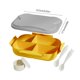 thumbnail image 3 of Caja de almuerzo de 4 compartimentos amarilla con cuchara y tenedor y caja de salsa, 3 of 6