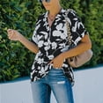 thumbnail image 6 of Women Casual Floral Shirts Summer Loose Short Sleeve Button down Chiffon Blouse Top, 6 of 7