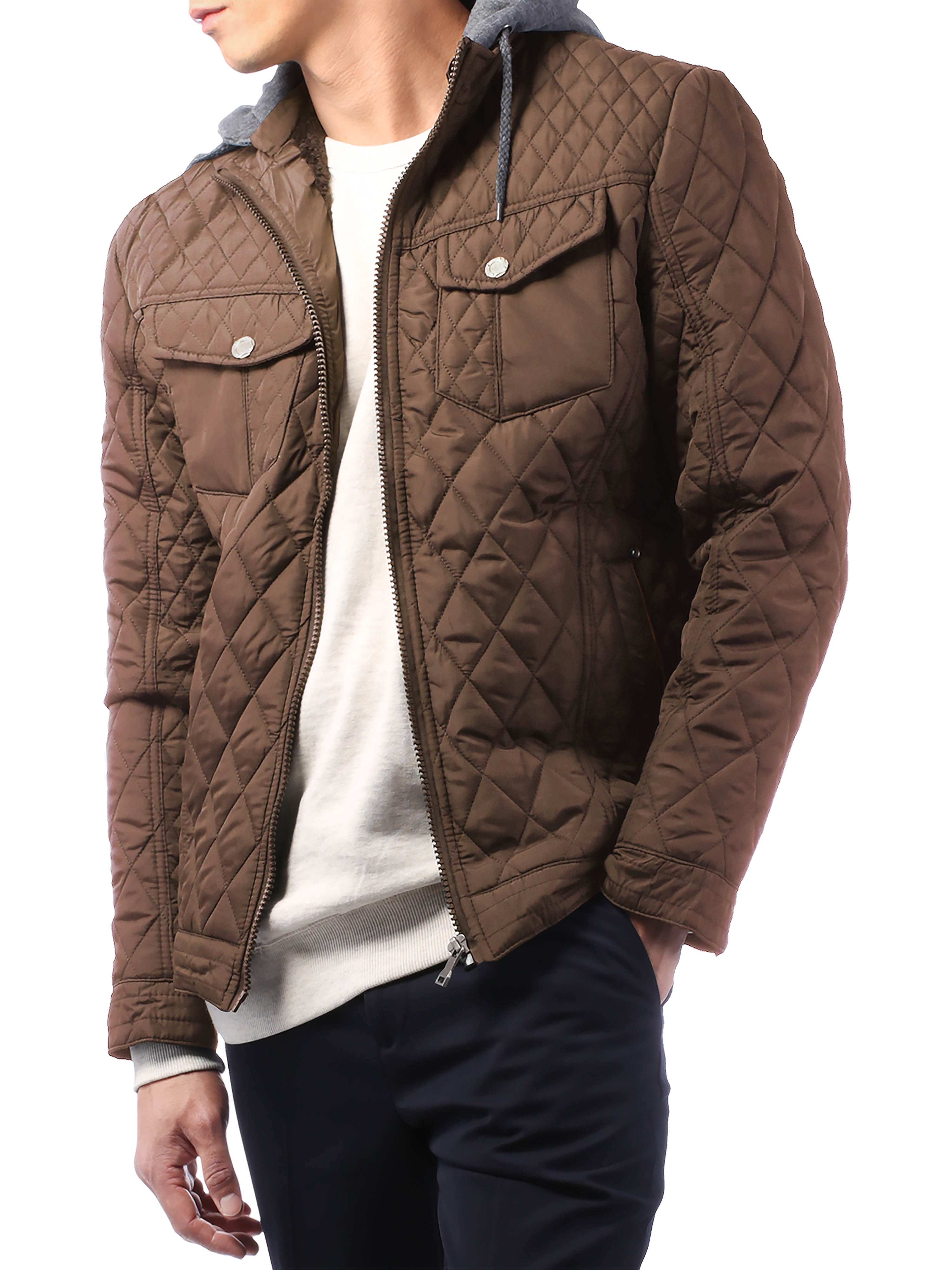 Ma Croix Mens Quilted Jacket Business Casual Diamond