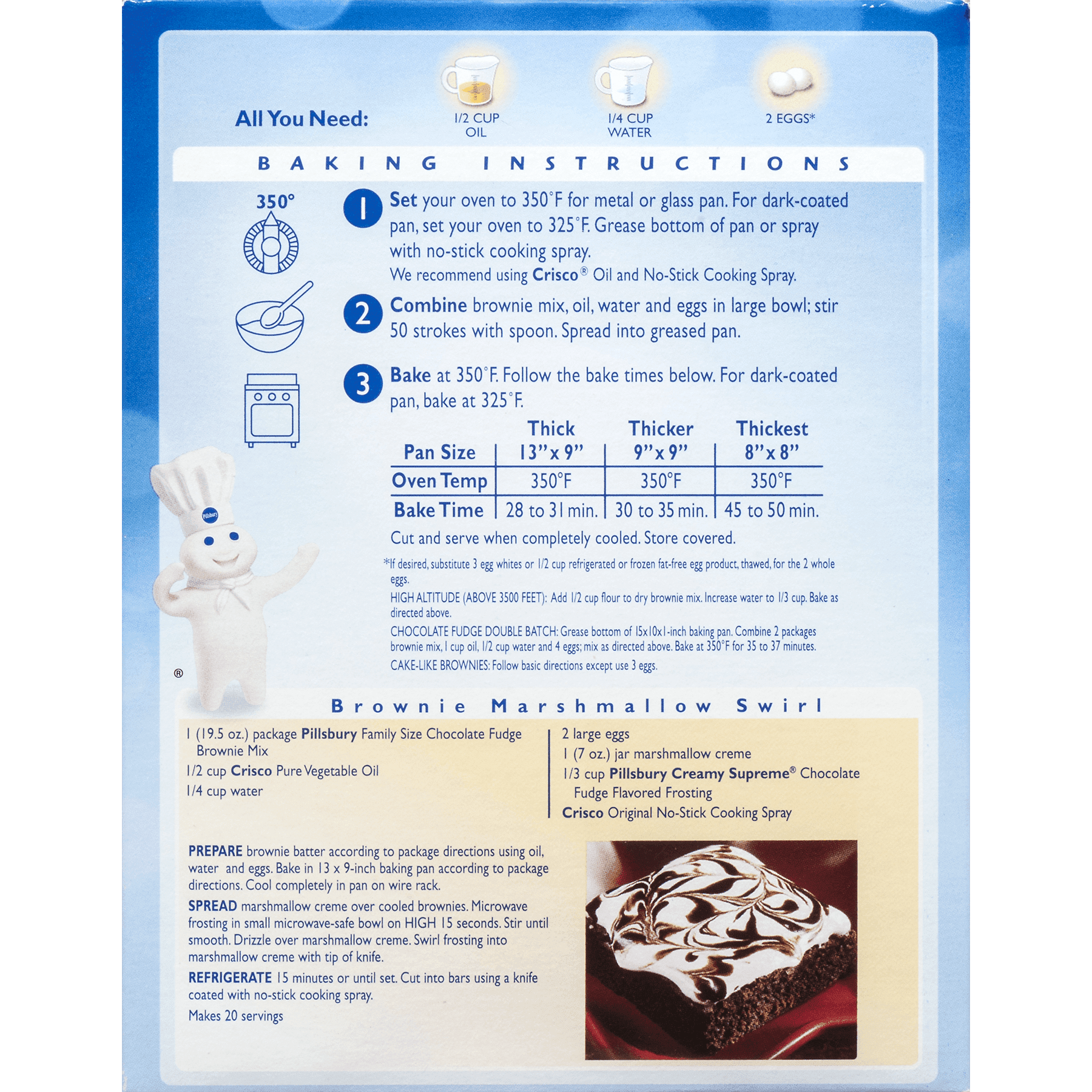 pillsbury brownie mix recipe on box