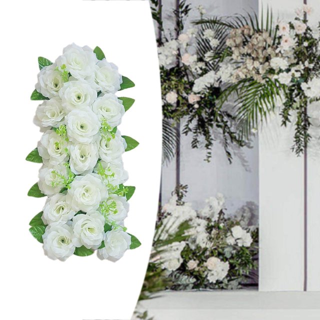 Baohd Arch Rose Flower Panel Table Runner Bouquet for Wedding White