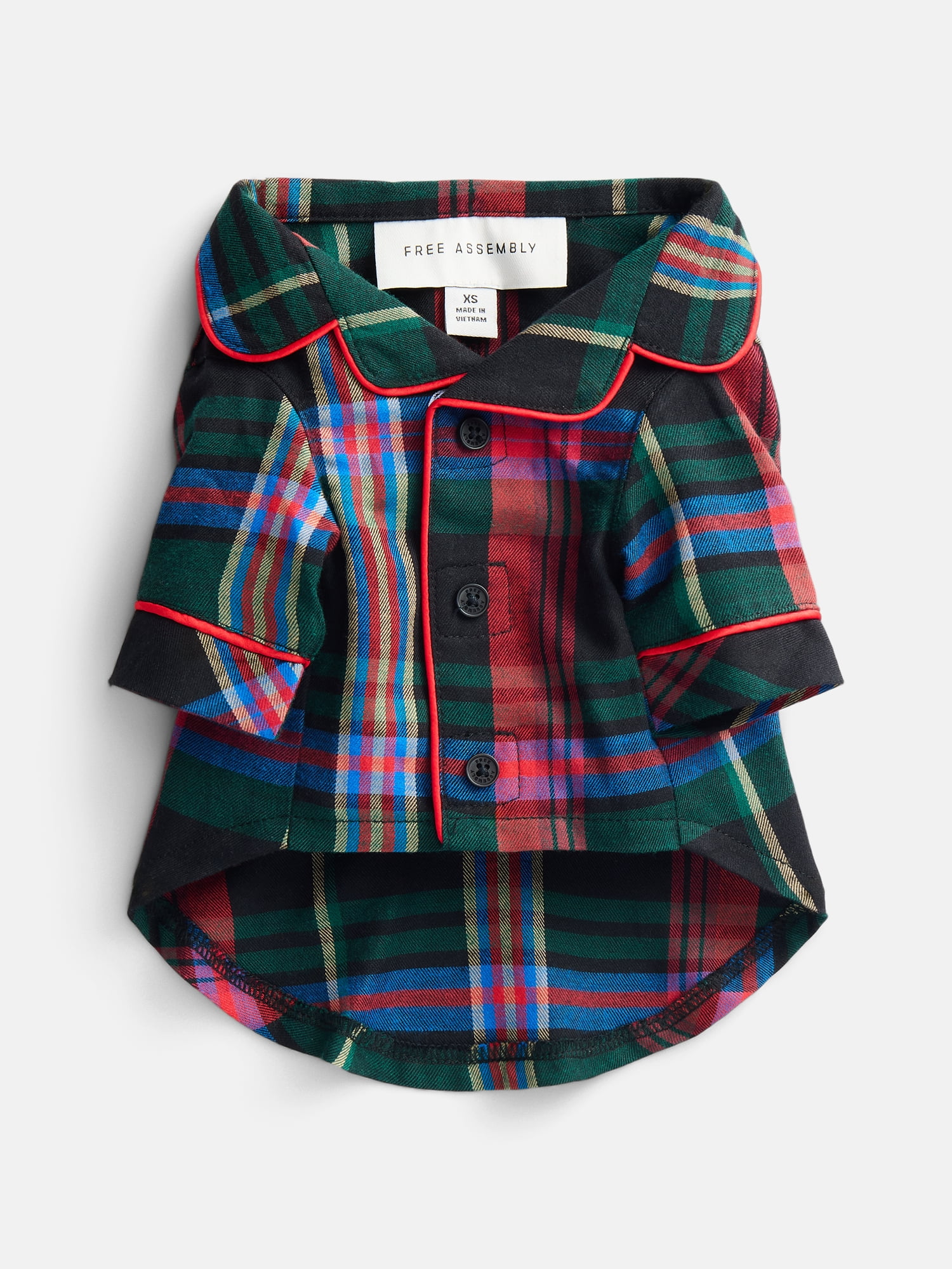 Free Assembly Matching Family Flannel Pajamas Pet PJ Shirt 1-Piece, Sizes XS-XXL