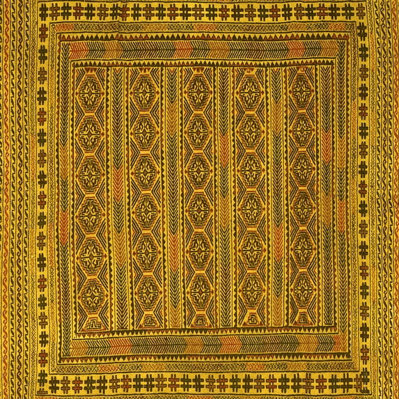 Ahgly Company Indoor Square Southwestern Yellow Country Area Rugs, 3' Square