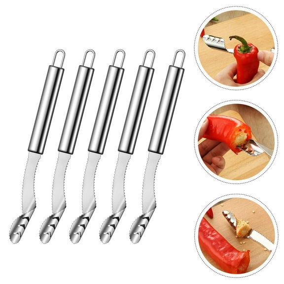 MLINS Practical Stainless Steel Chili Corer Remover for Kitchen Use with Easy Clean Design Silver