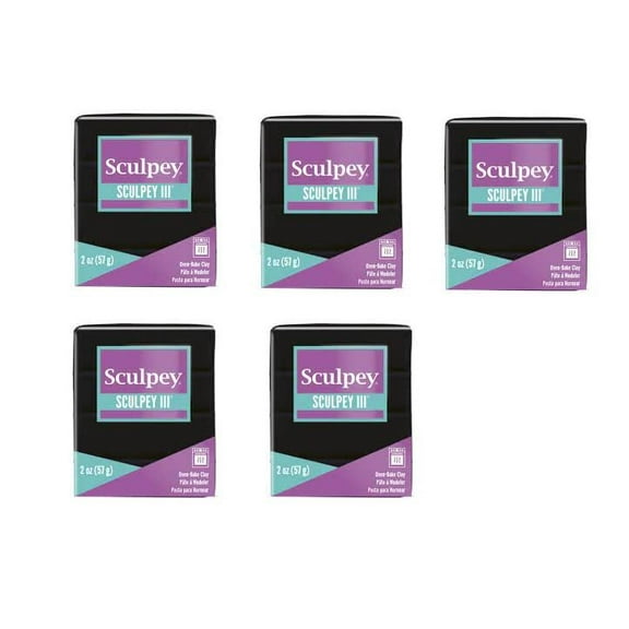 Sculpey III Oven-Bake Clay Pack of 5 - Black