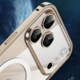 thumbnail image 3 of ELEHOLD Rugged Case for iPhone 17 Pro Max With Built-in Camera Lens Protector,Shockproof Aluminum Alloy Metal Frame Transparent Hard PC Back Rugged Hybrid Phone Case,Gold, 3 of 9