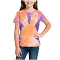 thumbnail image 2 of Spazoro Girls Graphic T-Shirts Tees, Round Neck Short Sleeve Easter Print Casual Tops for Kids Orange Size 9-10, 2 of 5