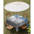 thumbnail image 3 of Outdoor Tablecloth with Umbrella Hole, Blue Gray Spillproof Waterproof Outdoor Table Cover, Vintage Farmhouse Gradient Wooden Grain Art Patio Tablecloths for Party/Garden/Picnic, Square 54"x54", 3 of 9