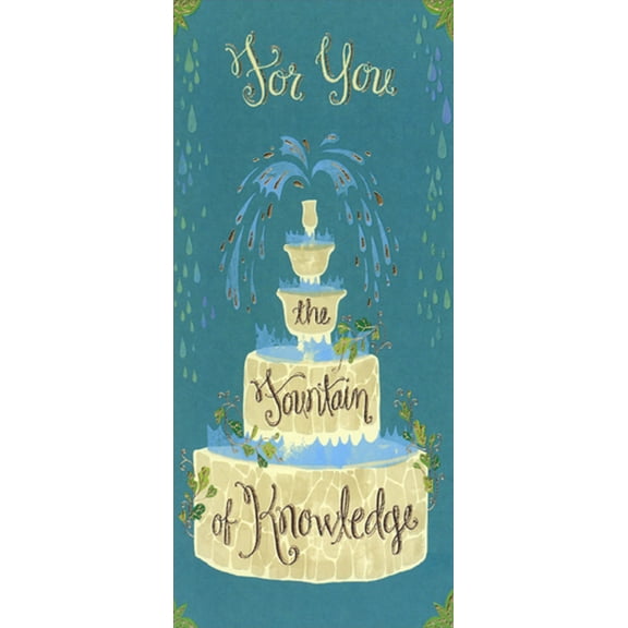 Designer Greetings Fountain of Knowledge Money Holder / Gift Card Holder Graduation Congratulations Card