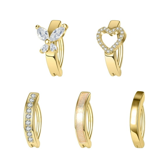 ZS 14G 5Pcs Zirconia Reverse Curved Belly Rings Simple Navel Rings Piercing Plated Belly Button Ring