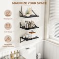 thumbnail image 4 of Deep Floating Shelves for Wall, 12 Inch Deep Floating Shelves Set of 3, 16W x 12D Wood Wall Shelves, Wide Wood Shelves with Metal Bracket for Living Room, Kitchen, Office, Bedroom - Black, 4 of 7