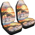 thumbnail image 3 of POLERO Sunset Palm Print Front Seat Cover for Men, 2pc Vehicle Seat Covers Anti-Slip Washable Car Seat Covers, 3 of 9