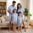 thumbnail image 4 of Nibbcoa Summer Family Matching Pajamas Solid Color  Sleeves Shirt and Elastic Shorts Loungewear, 4 of 8
