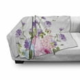 thumbnail image 2 of Vintage Rose Soft Flannel Fleece Throw Blanket, Simplistic Floral Bouquet Pattern on Plain Background, Cozy Plush for Indoor and Outdoor Use, 60" x 80", Violet Baby Pink, by Ambesonne, 2 of 5