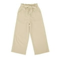 thumbnail image 3 of RUTAYY Child Girls' Pants Solid Color High Waist Stretch Wide Leg Trousers Bohemian Style, Khaki, 11-12 Years, 3 of 9