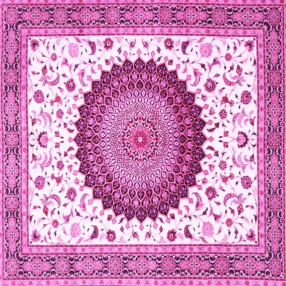 Ahgly Company Indoor Square Medallion Pink Traditional Area Rugs, 4' Square