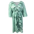 thumbnail image 1 of Women Summer Flower Print Loose Fit V Neck Button High Split Long Dress, 1 of 4