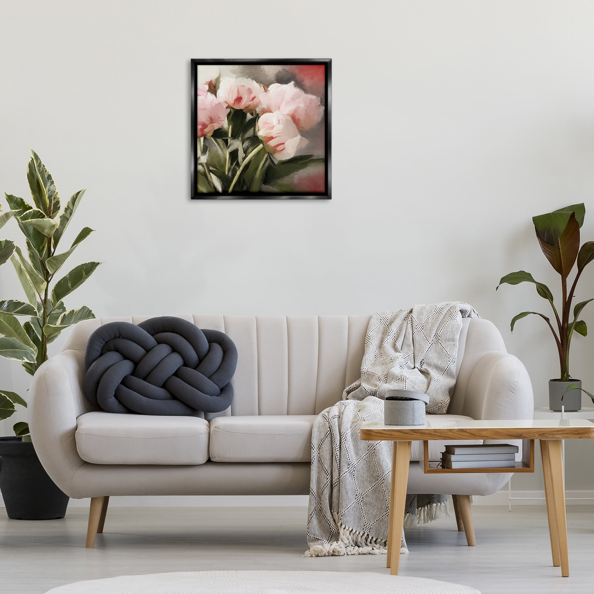Stupell Industries Pink Floral Arrangement Botanical & Floral Painting Black Floater Framed Art Print Wall Art, 25 x 25