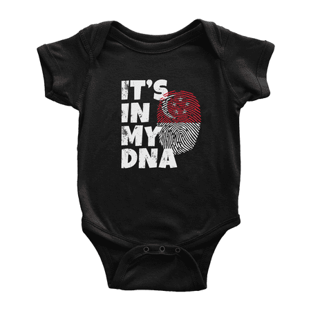 

It s In My DNA Singaporean Flag Country Pride Baby Bodysuit Newborn Clothes Outfits (Black 6-12 Months)