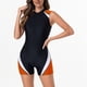 thumbnail image 1 of TaTaai Women's Two Tone One Piece Swimsuit, Sleeveless Zipper Front Rash Guard with Boy Shorts, Athletic Swim Attire for Water Activities, Beach Training and Summer Fun Gift, 1 of 7
