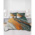 thumbnail image 3 of Teal Orange Marble Twin Size Down Alternative Comforter, Lightweight Comforter Quilt Bedding Set with Pillow Shams Modern Ink Painting Abstract All Seasons Bed Comforter Duvet Insert 68"x86", 3 of 7
