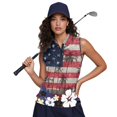 thumbnail image 6 of HUIACONG American Floral Pattern Sleeveless Golf Shirts, Breathable Workout Tank Tops for Running Sport, Fashion Comfortable Women Golf Sleeveless Half Zip Top, 6 of 7