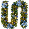 thumbnail image 6 of Christmas Wreaths for Front Door Hwkond 9ft Christmas Garland With LED Lights Battery Operated Pre-Lit Artificial Garland For Christmas Decor Stairs Wall Door Indoor Outdoor Up to 60% Off, 6 of 6
