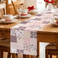 thumbnail image 5 of Boho Spring Floral Table Runner 36 Inches, Vintage Flowers Patchwork Plaid Pink Bed Runner Dresser Scarves Tabletop for Indoor Outdoor Parties/Ceremony/Banquet, 13"x 36", 5 of 8