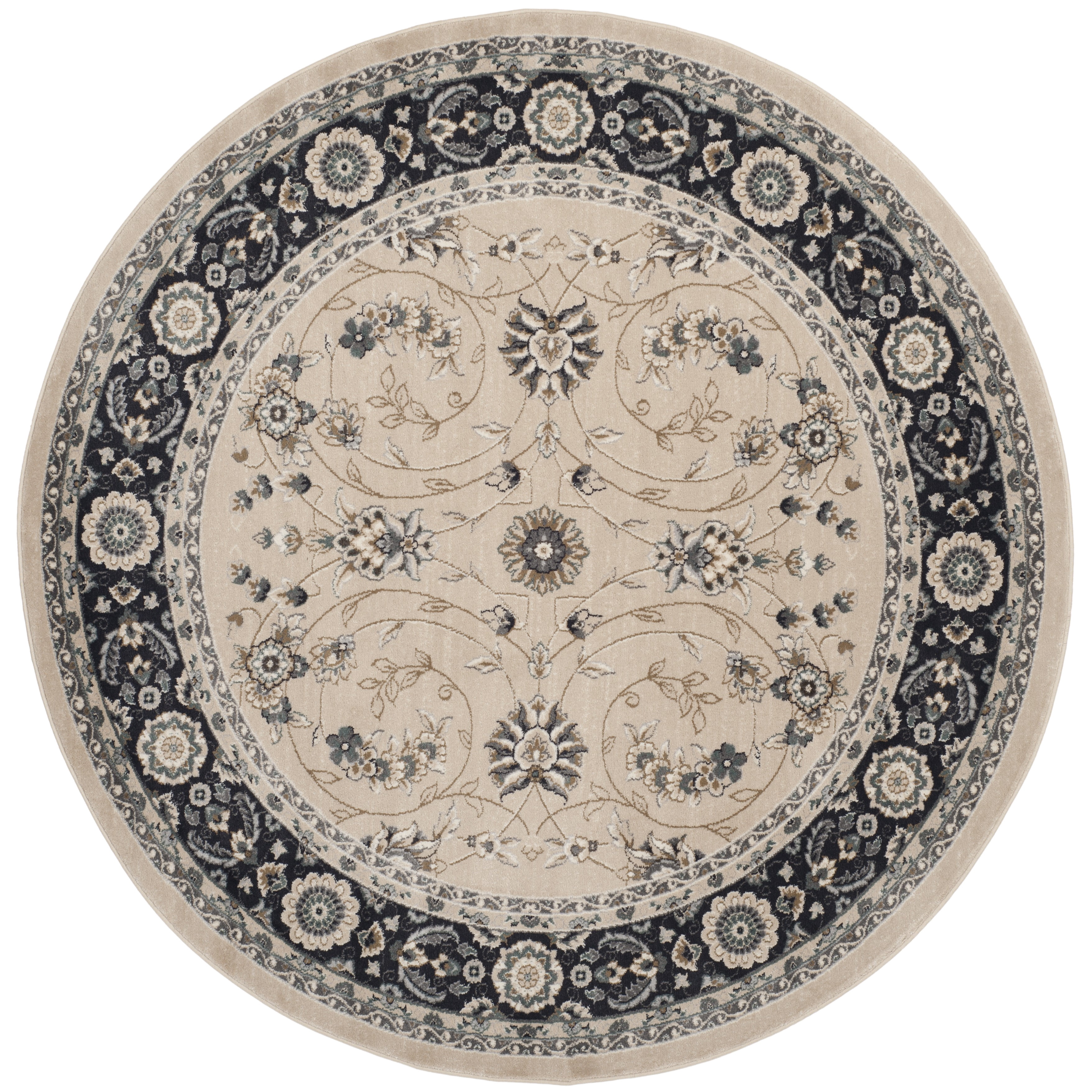 Safavieh Lyndhurst Janel Floral Area Rug, Light Beige/Anthracite, 3'3" x 3'3" Round