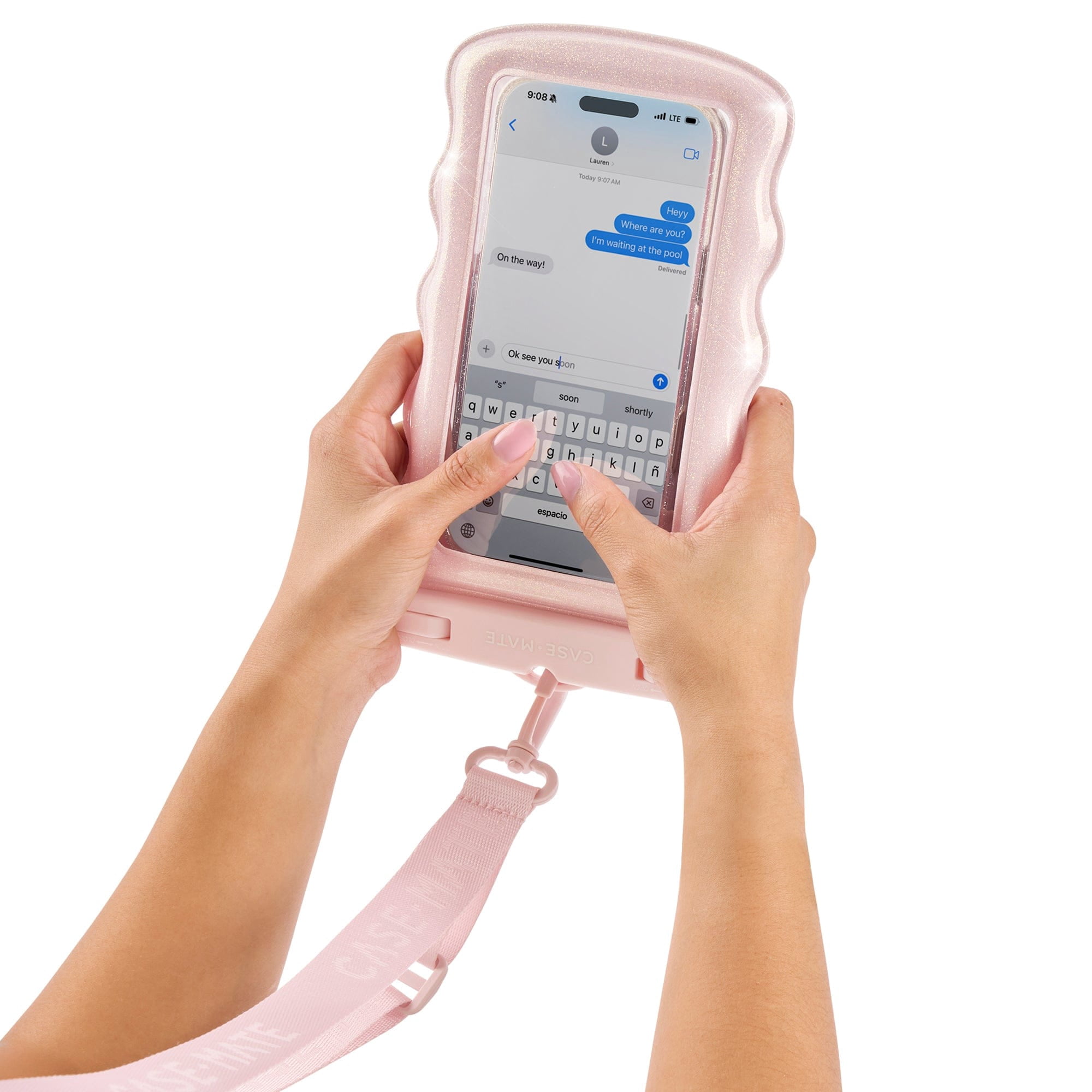 Case-Mate Wavy Waterproof Floating Pouch - Ballet Pink Twinkle