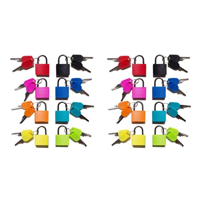 Paquete de 16 candados pequeños con llave para equipaje, gimnasio, taquilla, mini candado colorido para exteriores, escuela, hogar