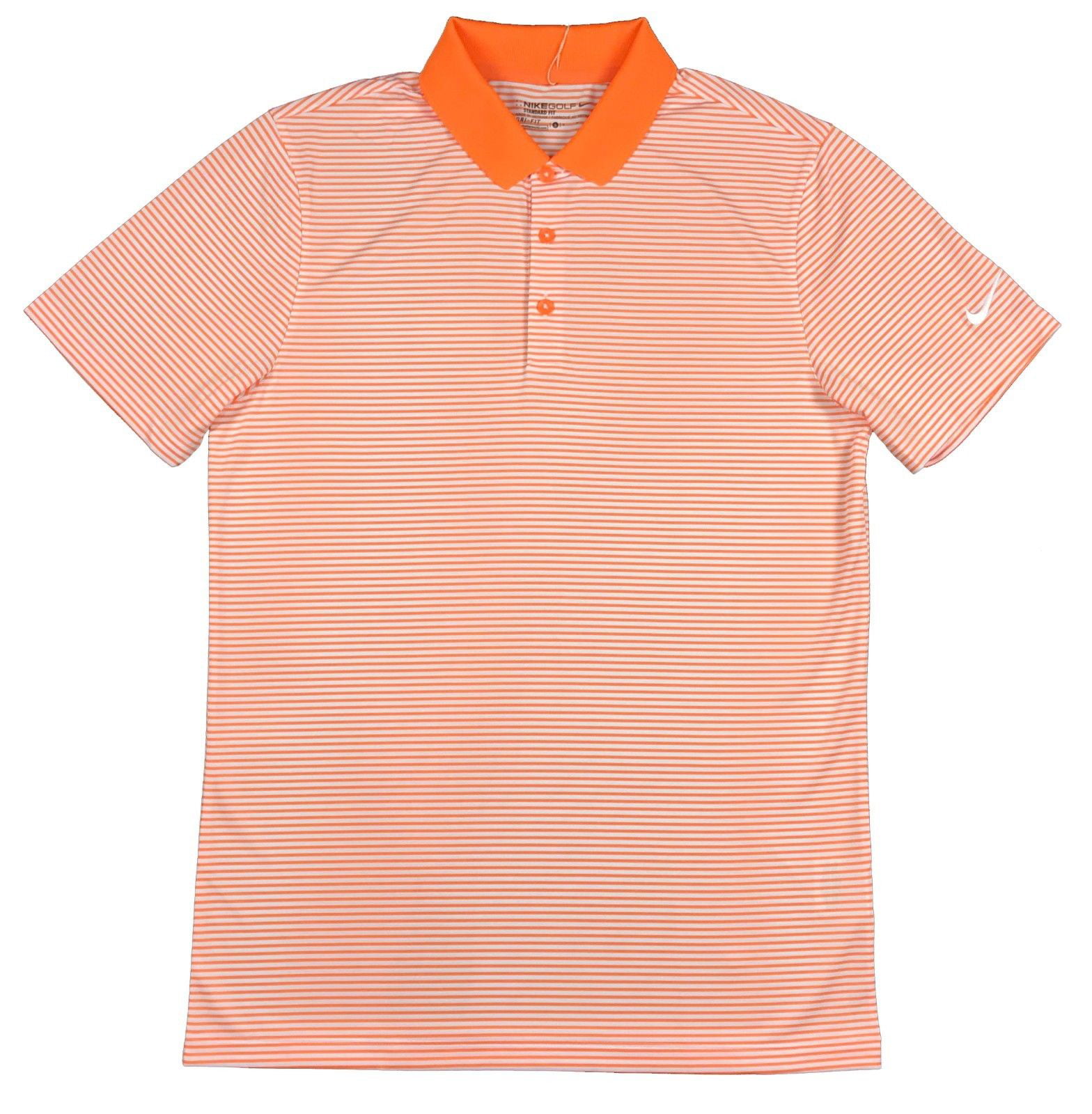 Nike Golf Mens Dri-Fit Striped Victory Standard Fit Polo Shirt Orange ...