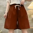 thumbnail image 5 of Sakmal Chino Shorts for Women Red Plus Size A Line 8" Solid High Waisted Shorts with Pockets, 5 of 5